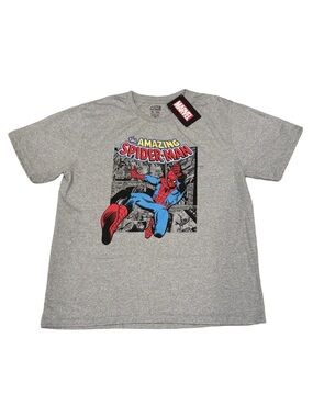 THE AMAZING SPIDER•MAN T-SHIRT - GRAY SIZE MEN LARGE (NEW WITH TAGS) A27